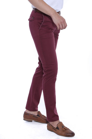 Burgundy Slim Fit Plain Pocket Flap Trousers – Wessi