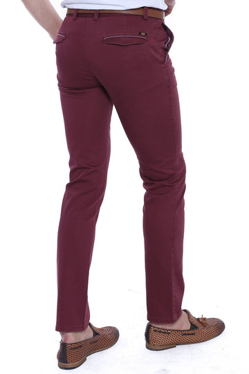 Burgundy Slim Fit Plain Pocket Flap Trousers – Wessi