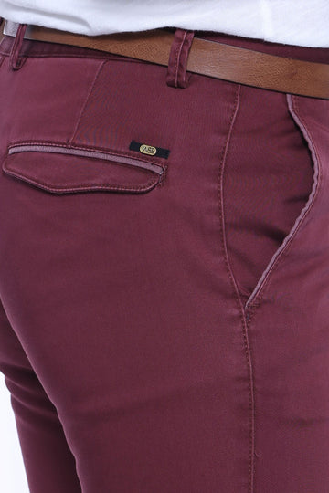 Burgundy Slim Fit Plain Pocket Flap Trousers – Wessi
