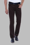 Dark Brown Slim Fit Plain Suede-Touch Cotton Trousers – Wessi