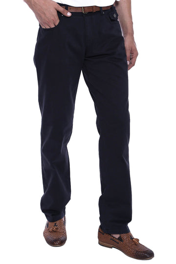 Black Slim Fit Plain Covered Pocket Suede-Touch Cotton Trousers – Wessi