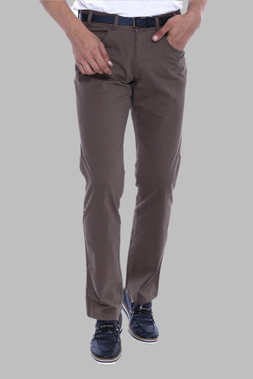 Brown Slim Fit Suede Cotton Covered Pocket Trousers – Wessi