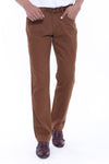 Brown Slim Fit Plain Suede Pocket Flap Trousers – Wessi