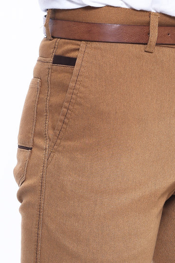 Tan Slim Fit Plain Canvas Pocket Trousers – Wessi