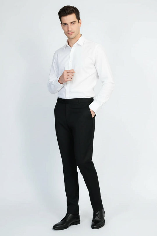 Black Slim Fit Plain Dress Trousers – Wessi
