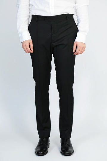 Black Slim Fit Plain Dress Trousers – Wessi