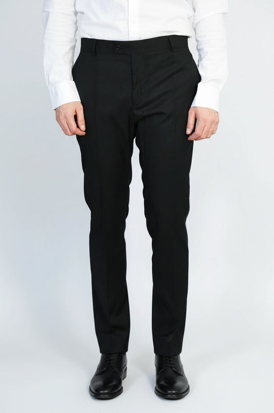 Black Slim Fit Plain Dress Trousers – Wessi