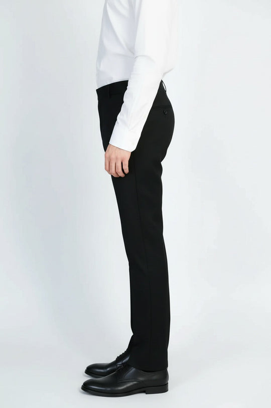 Black Slim Fit Plain Dress Trousers – Wessi