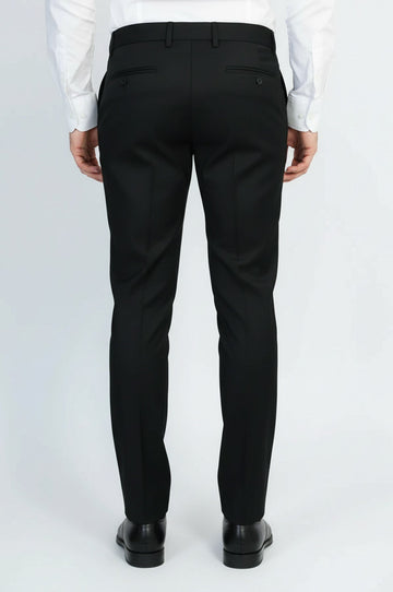 Black Slim Fit Plain Dress Trousers – Wessi