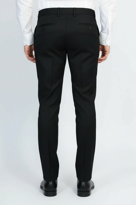 Black Slim Fit Plain Dress Trousers – Wessi