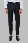 Navy Blue Slim Fit Plain Dress Trousers – Wessi