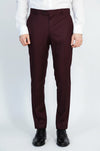 Burgundy Slim Fit Plain Dress Trousers – Wessi