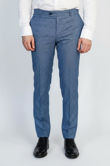 Indigo Blue Slim Fit Houndstooth Trousers – Wessi