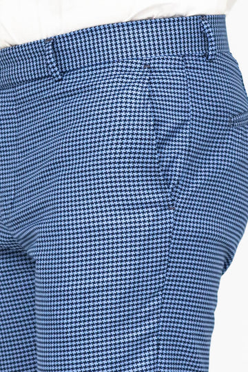 Indigo Blue Slim Fit Houndstooth Trousers – Wessi
