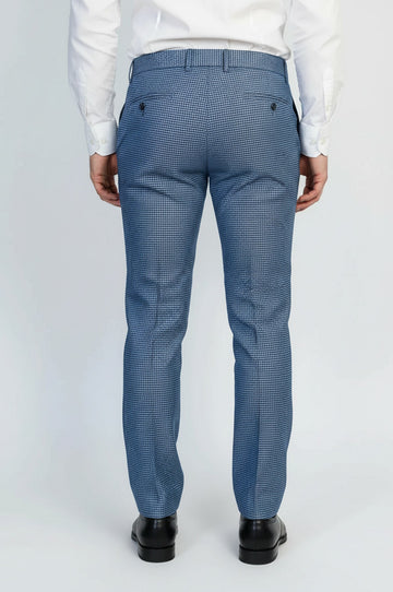 Indigo Blue Slim Fit Houndstooth Trousers – Wessi