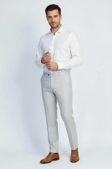 Grey Slim Fit Houndstooth Trousers – Wessi