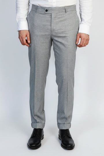 Grey Slim Fit Houndstooth Trousers – Wessi