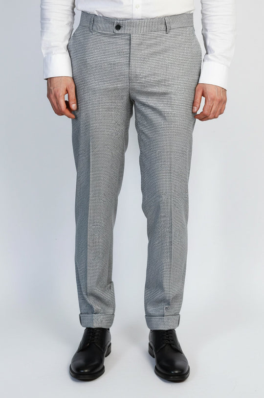 Grey Slim Fit Houndstooth Trousers – Wessi