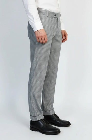 Grey Slim Fit Houndstooth Trousers – Wessi