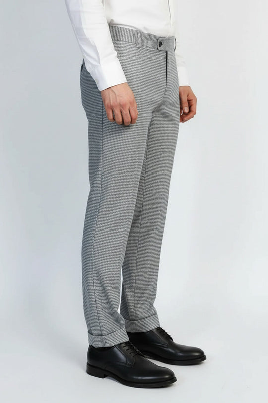 Grey Slim Fit Houndstooth Trousers – Wessi