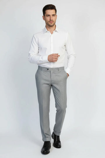 Grey Slim Fit Houndstooth Trousers – Wessi