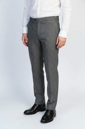 Anthracite Slim Fit Houndstooth Trousers – Wessi