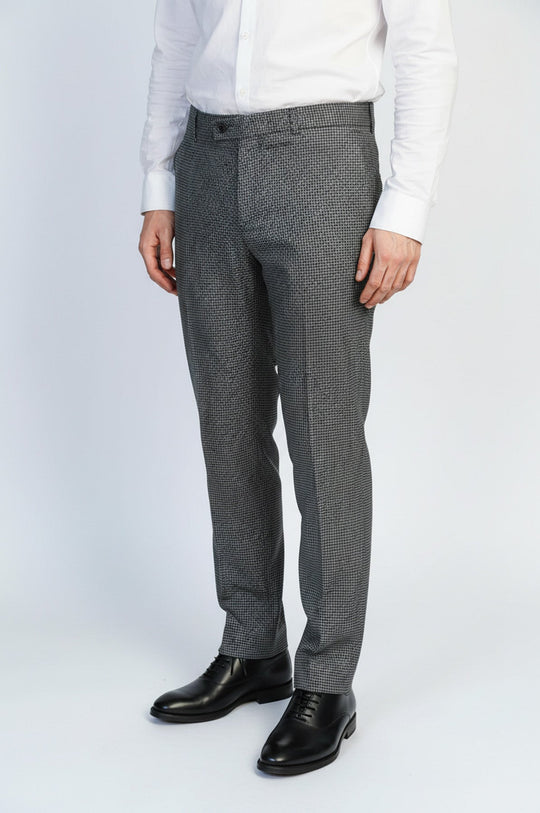 Anthracite Slim Fit Houndstooth Trousers – Wessi