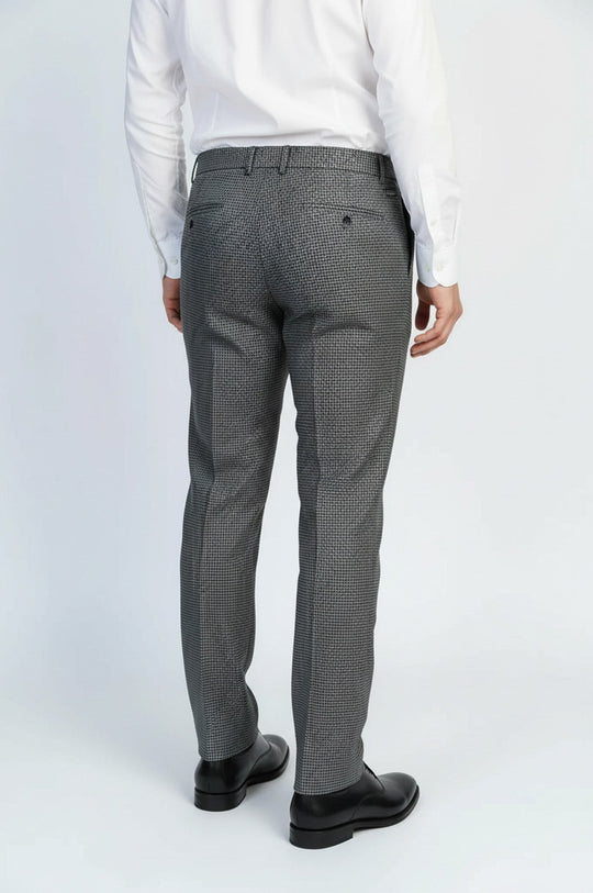 Anthracite Slim Fit Houndstooth Trousers – Wessi