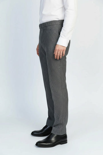 Anthracite Slim Fit Houndstooth Trousers – Wessi