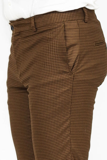 Brown Slim Fit Houndstooth Trousers – Wessi