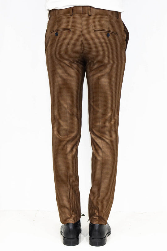 Brown Slim Fit Houndstooth Trousers – Wessi