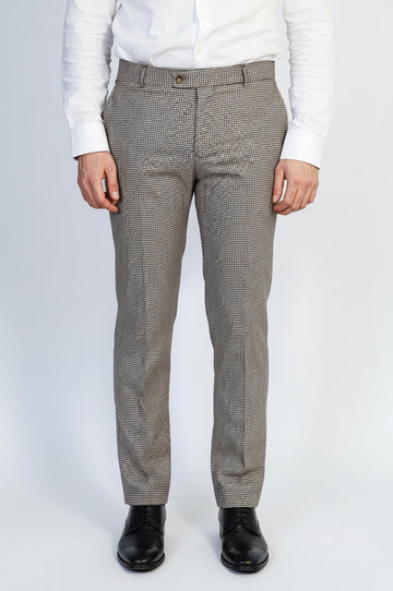 Tan Slim Fit Houndstooth Trousers – Wessi