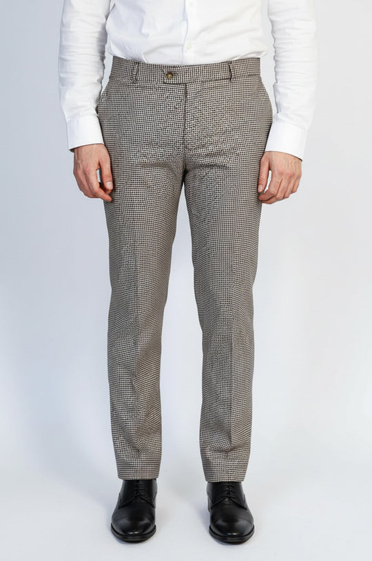Tan Slim Fit Houndstooth Trousers – Wessi