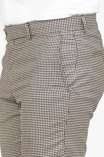 Tan Slim Fit Houndstooth Trousers – Wessi
