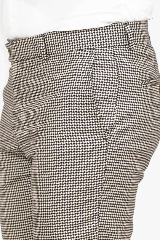 Tan Slim Fit Houndstooth Trousers – Wessi