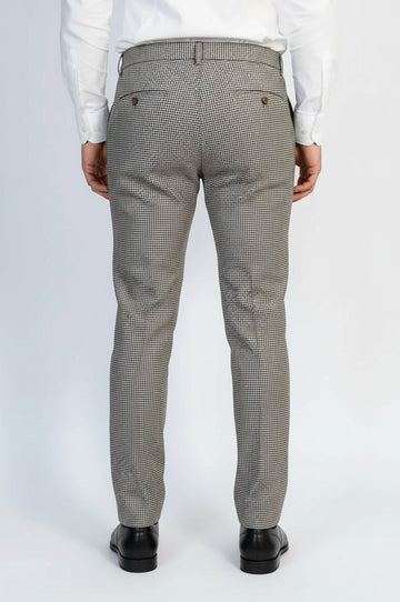 Tan Slim Fit Houndstooth Trousers – Wessi