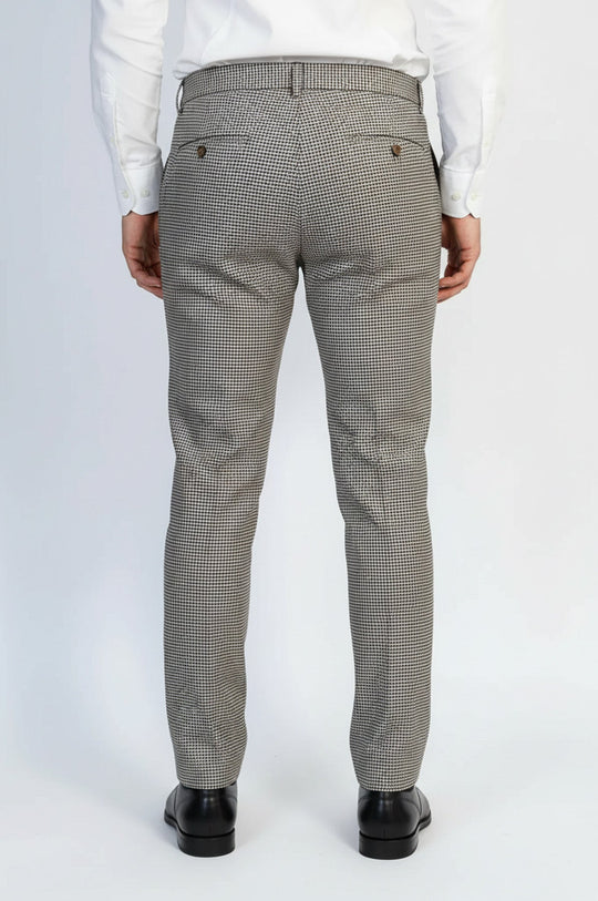 Tan Slim Fit Houndstooth Trousers – Wessi