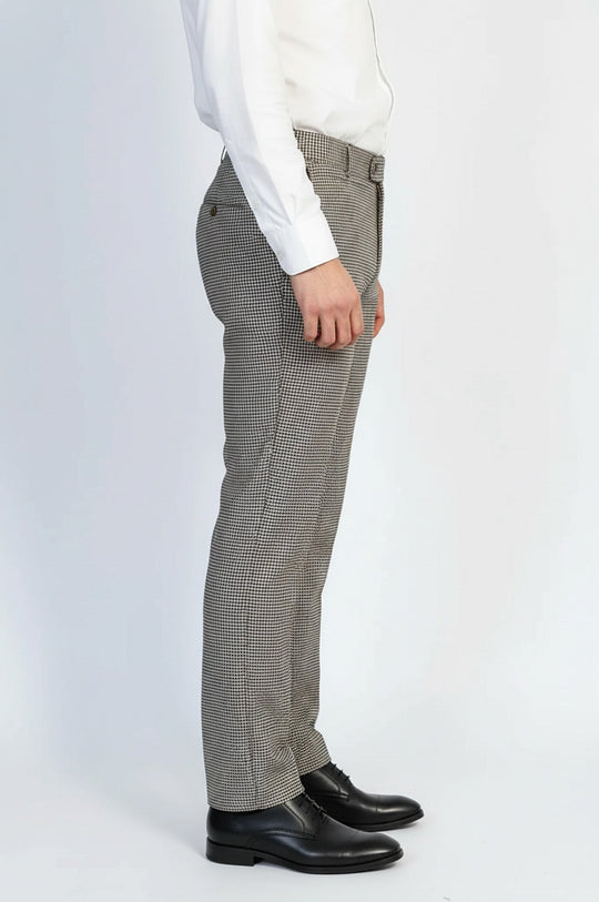 Tan Slim Fit Houndstooth Trousers – Wessi