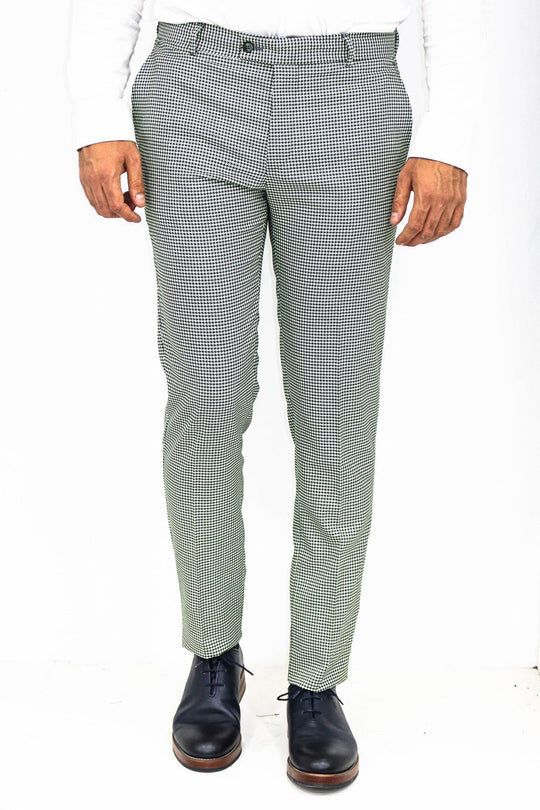 Green Slim Fit Houndstooth Trousers – Wessi