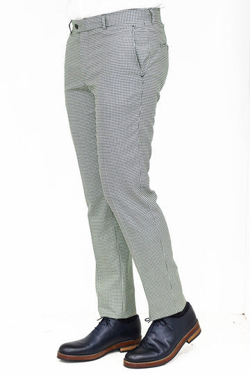 Green Slim Fit Houndstooth Trousers – Wessi