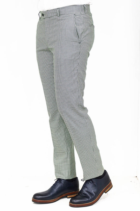 Green Slim Fit Houndstooth Trousers – Wessi