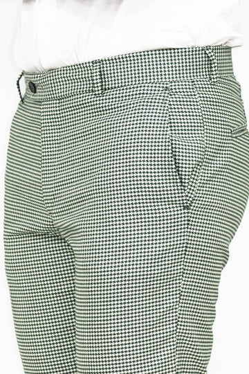 Green Slim Fit Houndstooth Trousers – Wessi