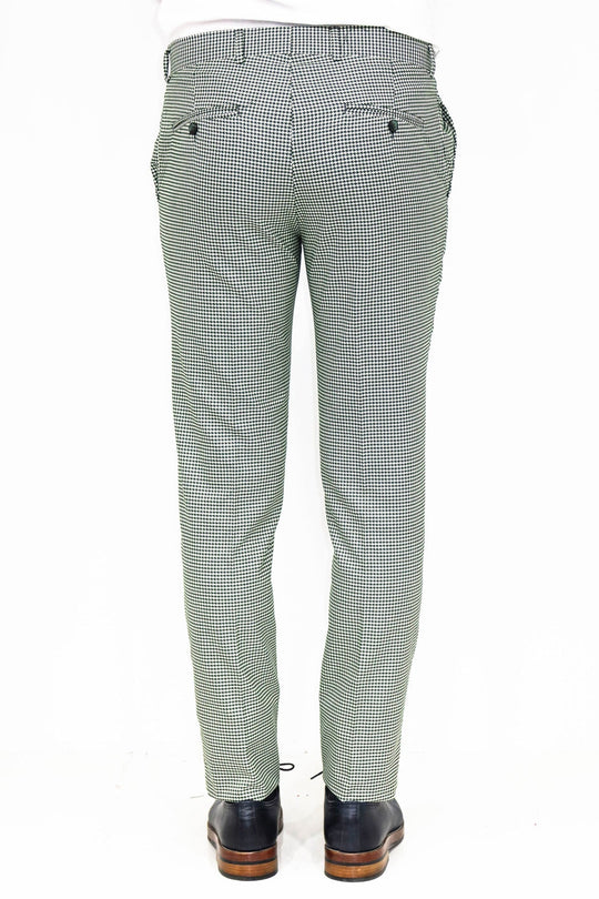 Green Slim Fit Houndstooth Trousers – Wessi