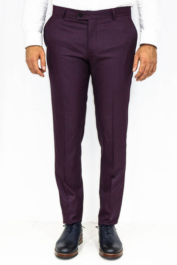 Burgundy Slim Fit Plain Trousers – Wessi