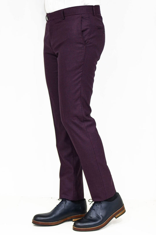 Burgundy Slim Fit Plain Trousers – Wessi