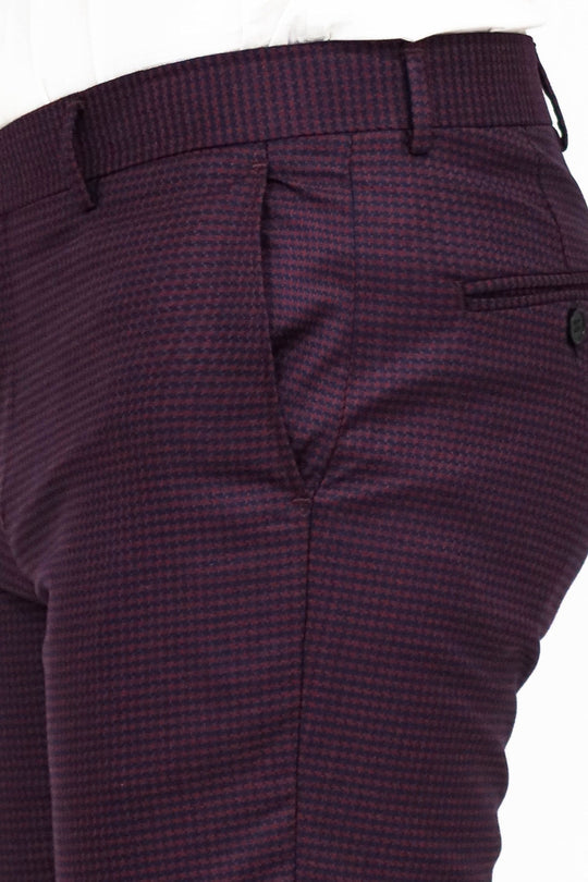 Burgundy Slim Fit Plain Trousers – Wessi