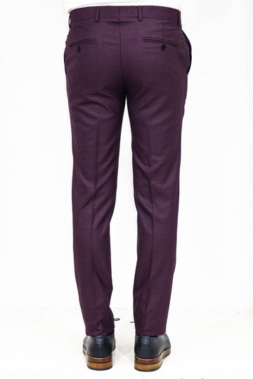 Burgundy Slim Fit Plain Trousers – Wessi