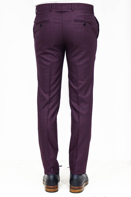 Burgundy Slim Fit Plain Trousers – Wessi