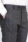 Navy Blue Slim Fit Striped Dress Trousers – Wessi