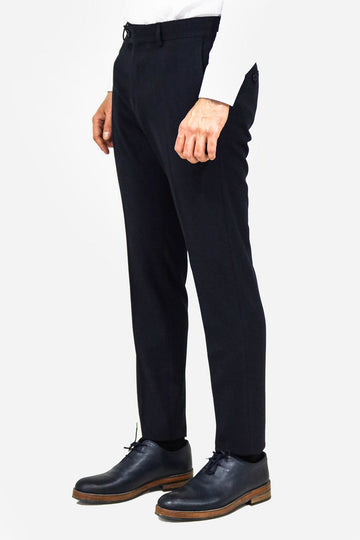 Navy Blue Slim Fit Plain Dress Trousers – Wessi